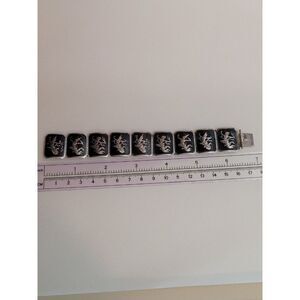 Siam Sterling Silver Niello Hinged Panel Bracelet
